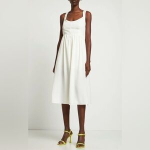 Revolve WeWoreWhat Satin Carmeuse Corset Midi Dress in Whisper White